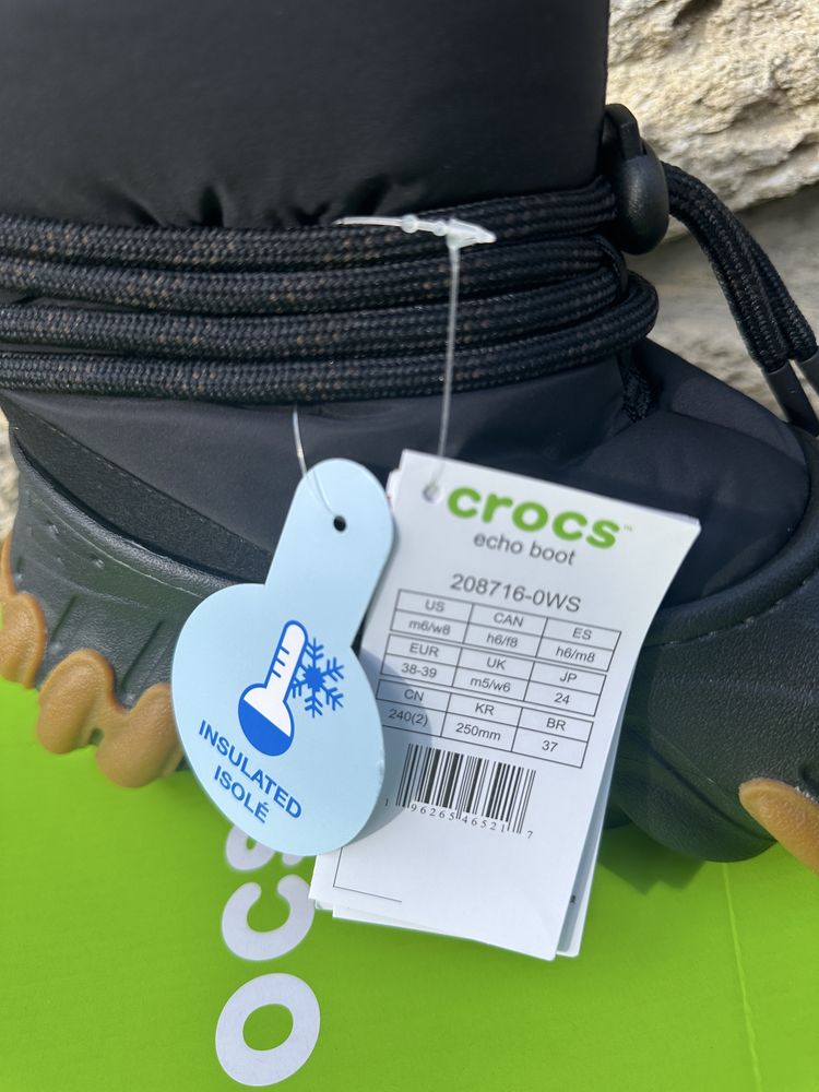 Дуттки зимові чоботи сапоги оригінал Crocs Echo Boot m5 w8 38 - 39