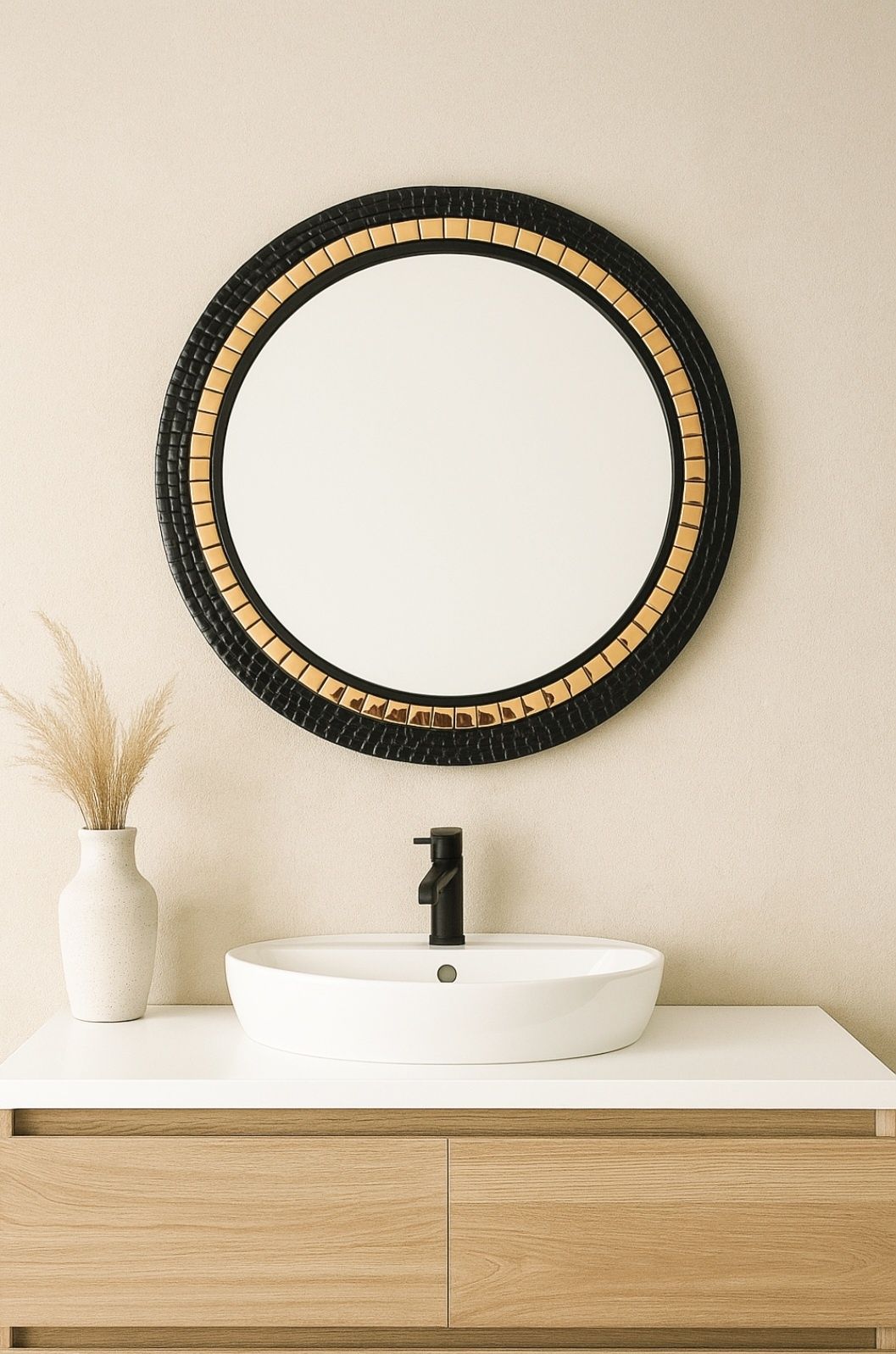 LUSTRO OKRĄGŁE  CZARNA rama ,kryształki  50cm 55 ,60cm 70cm  80 90