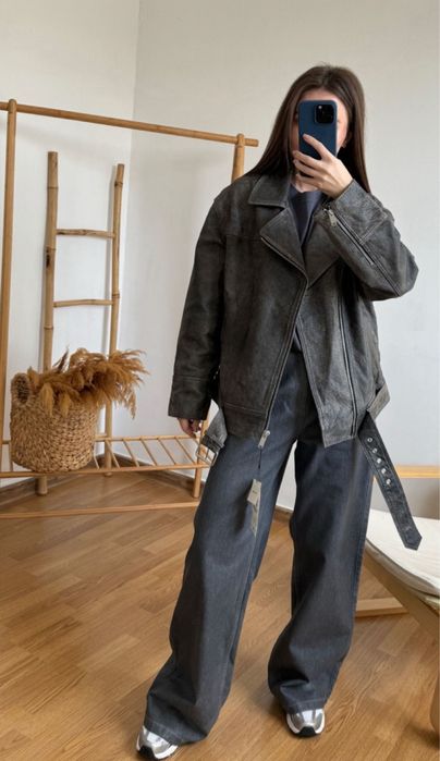 Куртка косуха натуральна шкіра шкіряна оверсайз зара zara вінтаж