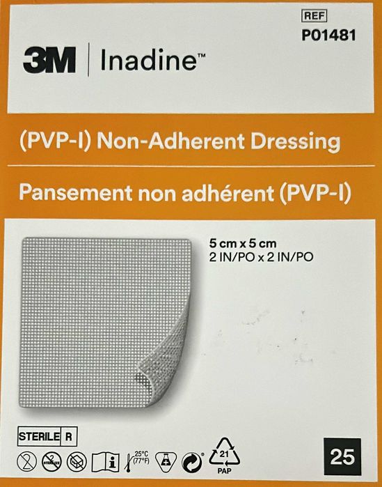 Inadine opatrunek z jodyną powidonową 5×5 cm - 10 szt