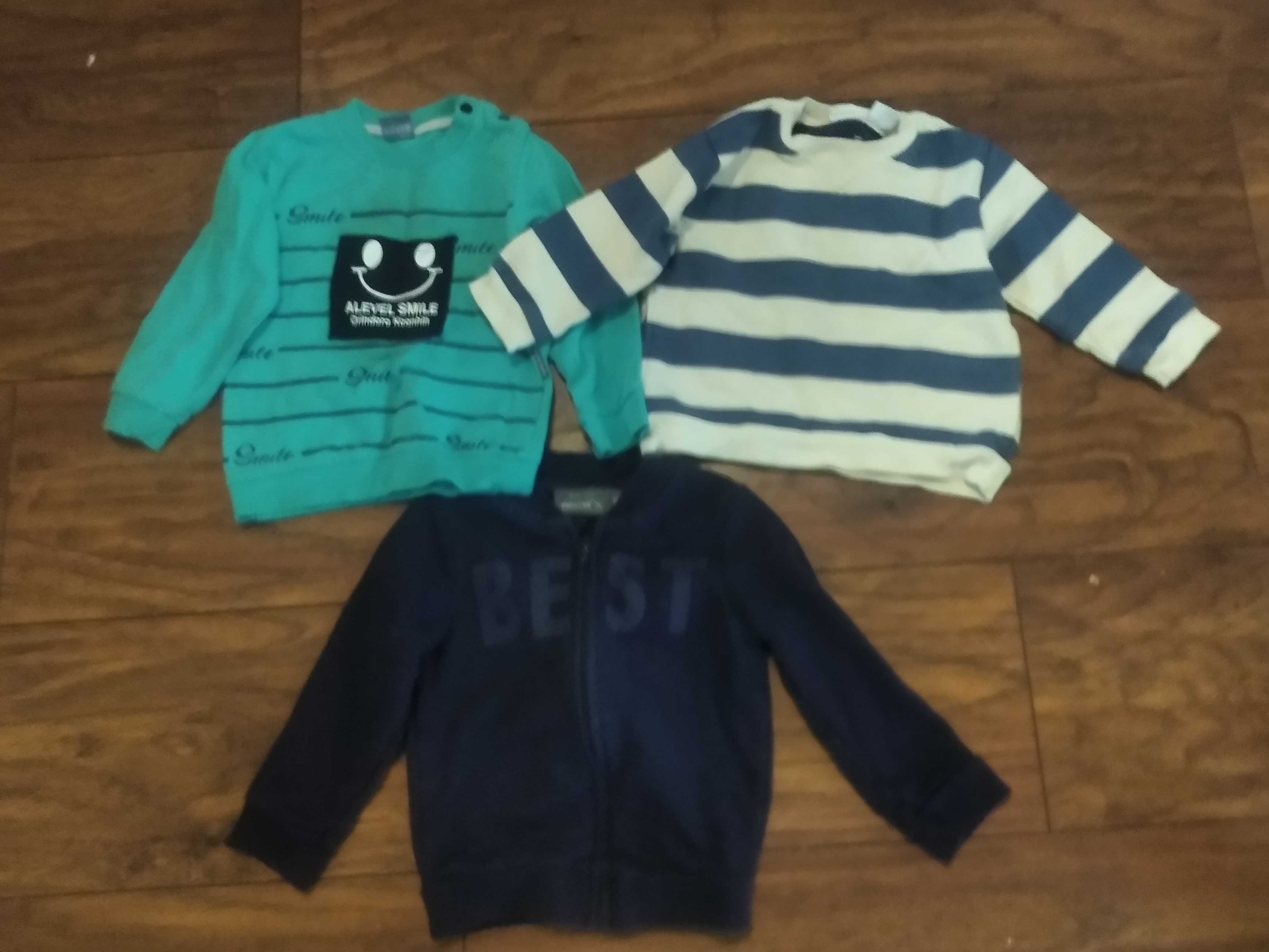 Zestaw  3 ciepłe bluzy chłopięce 74 81 92 ZARA Popolin Baby Boy