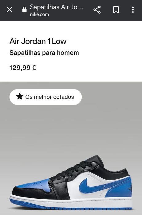Sapatilhas Nike Air Jordan 1 Low
Sapatilhas para homem tamanho 43

Cor