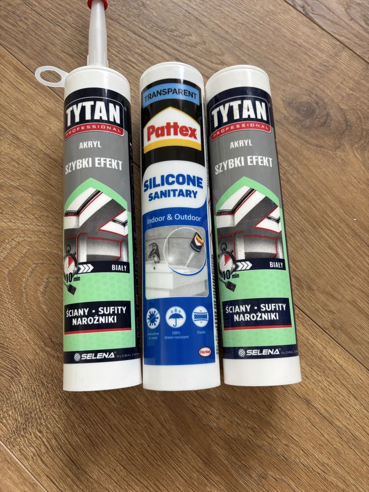 Akryl tytan, sylikon pattex