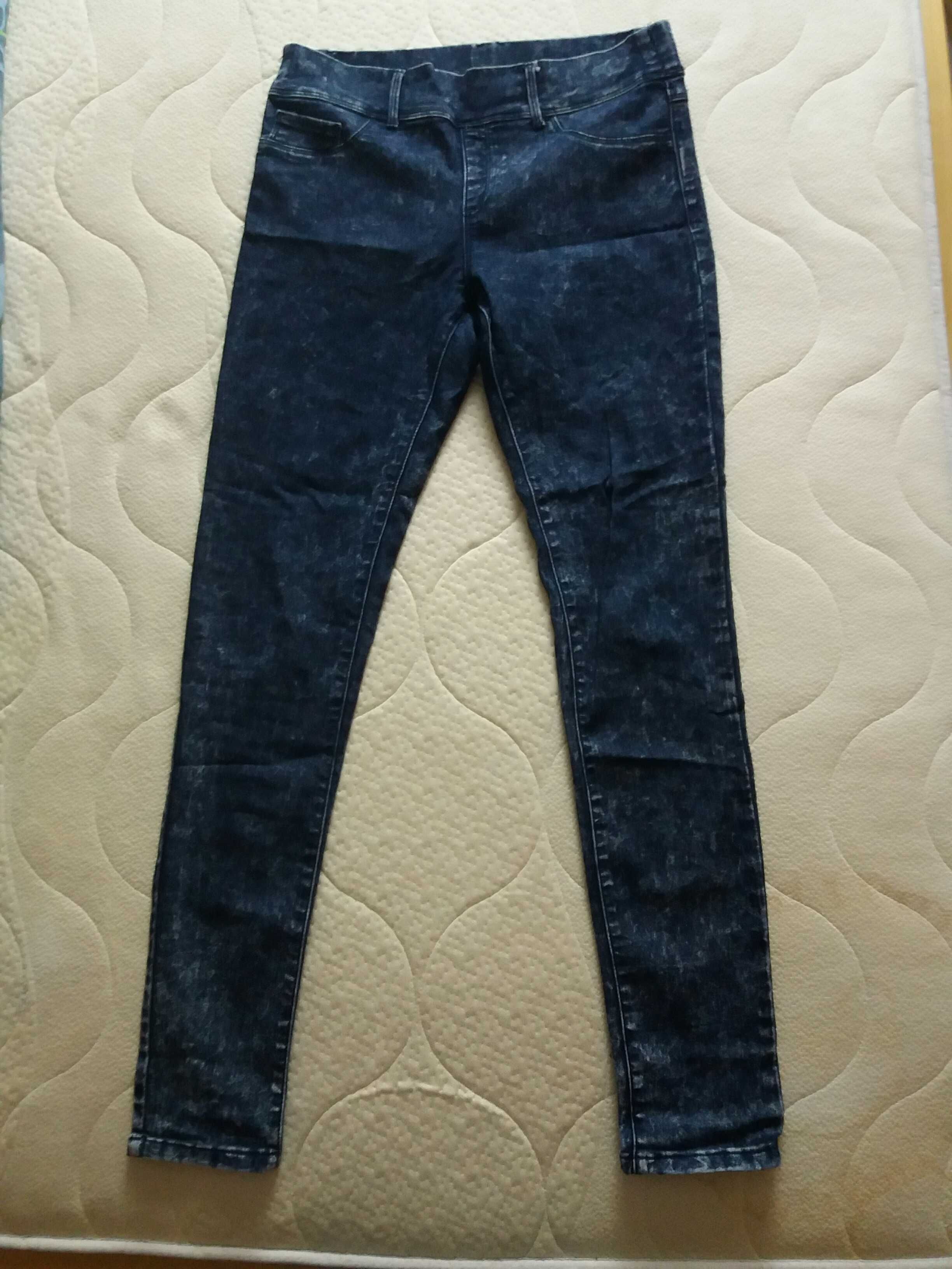 Granatowe tregginsy rurki marmurki Denim Co. 40 L na szczupłą osobę