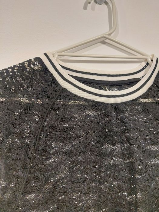 Czarna bluzka koszulka koronkowa na długi rękaw pod spod m only