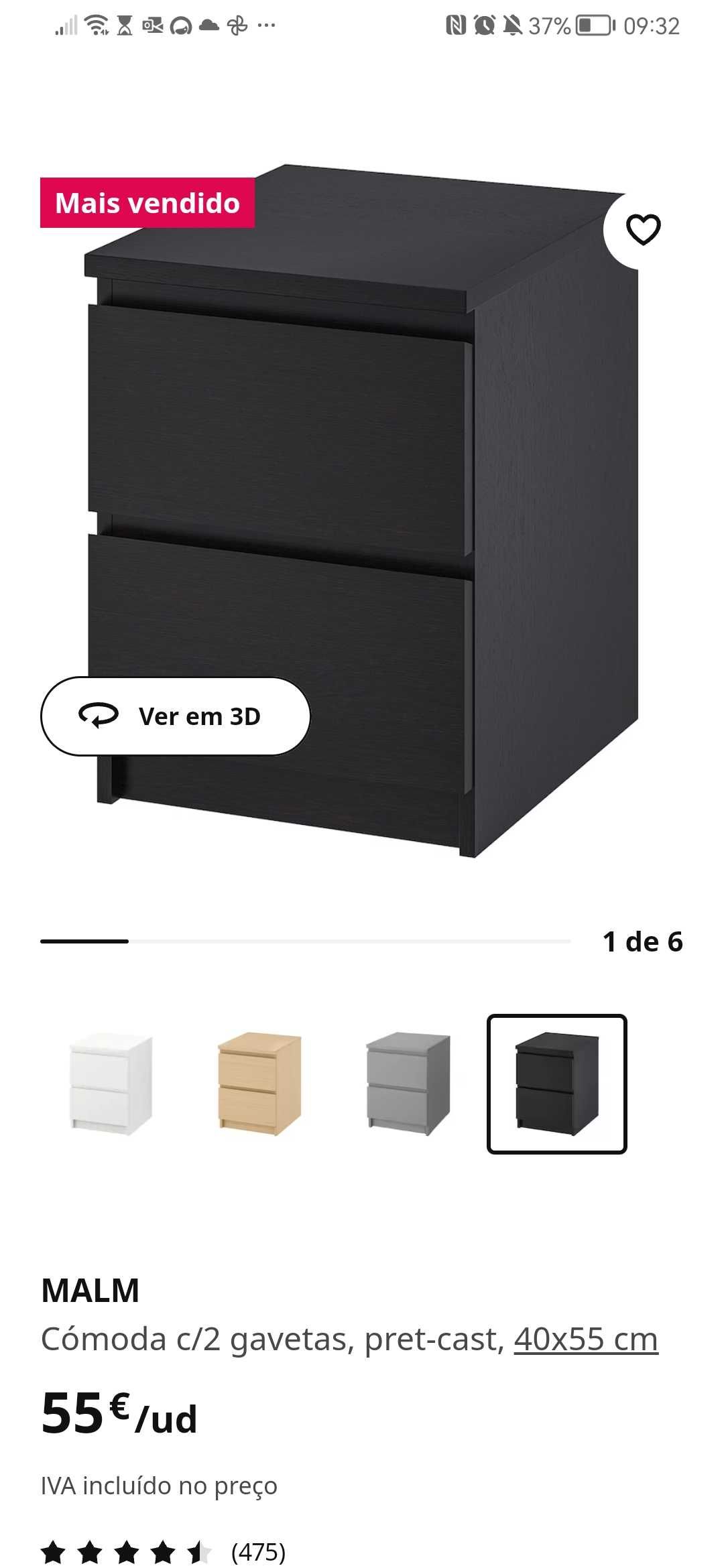 Mesinhas cabeceira malm ikea (pretas)