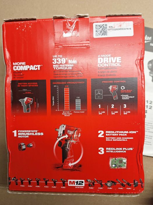 Milwaukee M12FIW38-0 Klucz udarowy akumulatorowy 12V 3/8" 339Nm