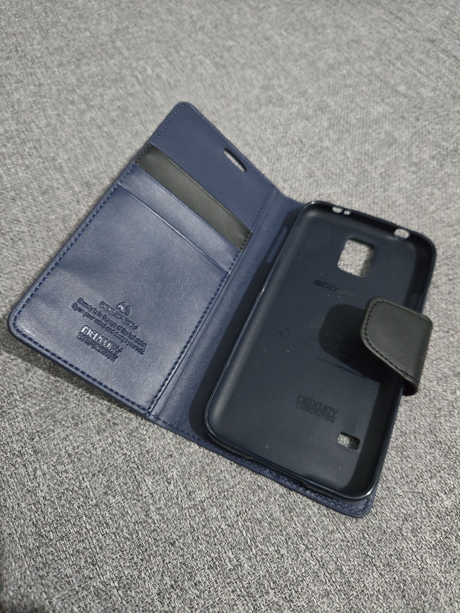 Etui do Samsung Galaxy S5 granatowe ekoskóra wallet nowe