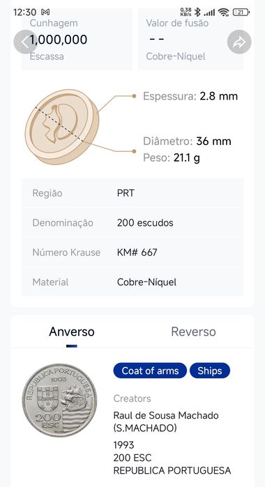 2 moedas Antigas Portugal