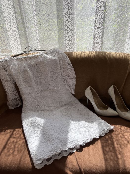 Свадебное платье короткое + туфли