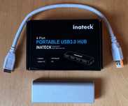 4-portowy koncentrator hub Inateck USB 3.0 srebrny aluminium Apple Mac
