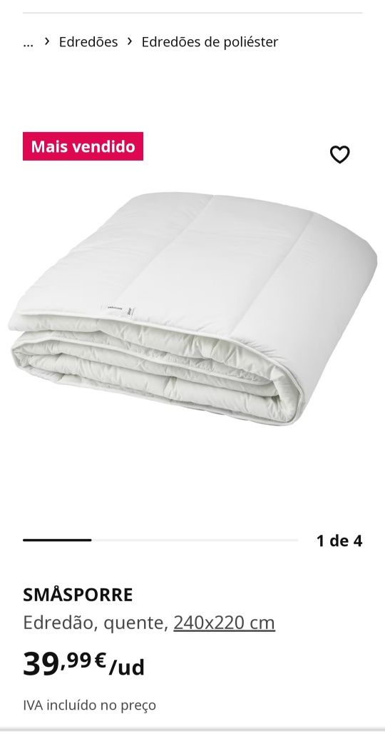 Conjunto capa, edredão e 2 fronhas para almofadas IKEA Brunkrissla