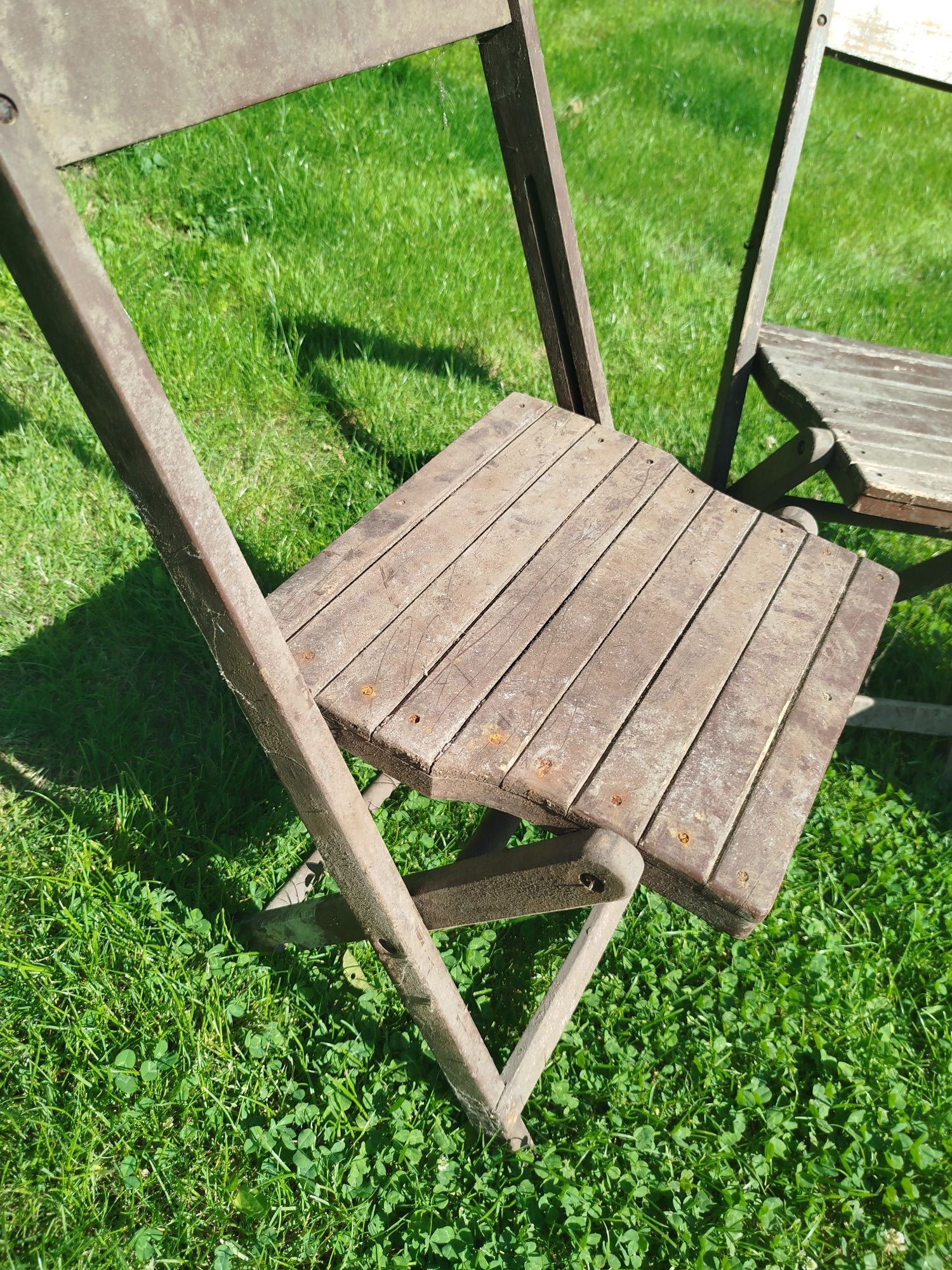 Krzesło drewniane rozkładane stare PRL