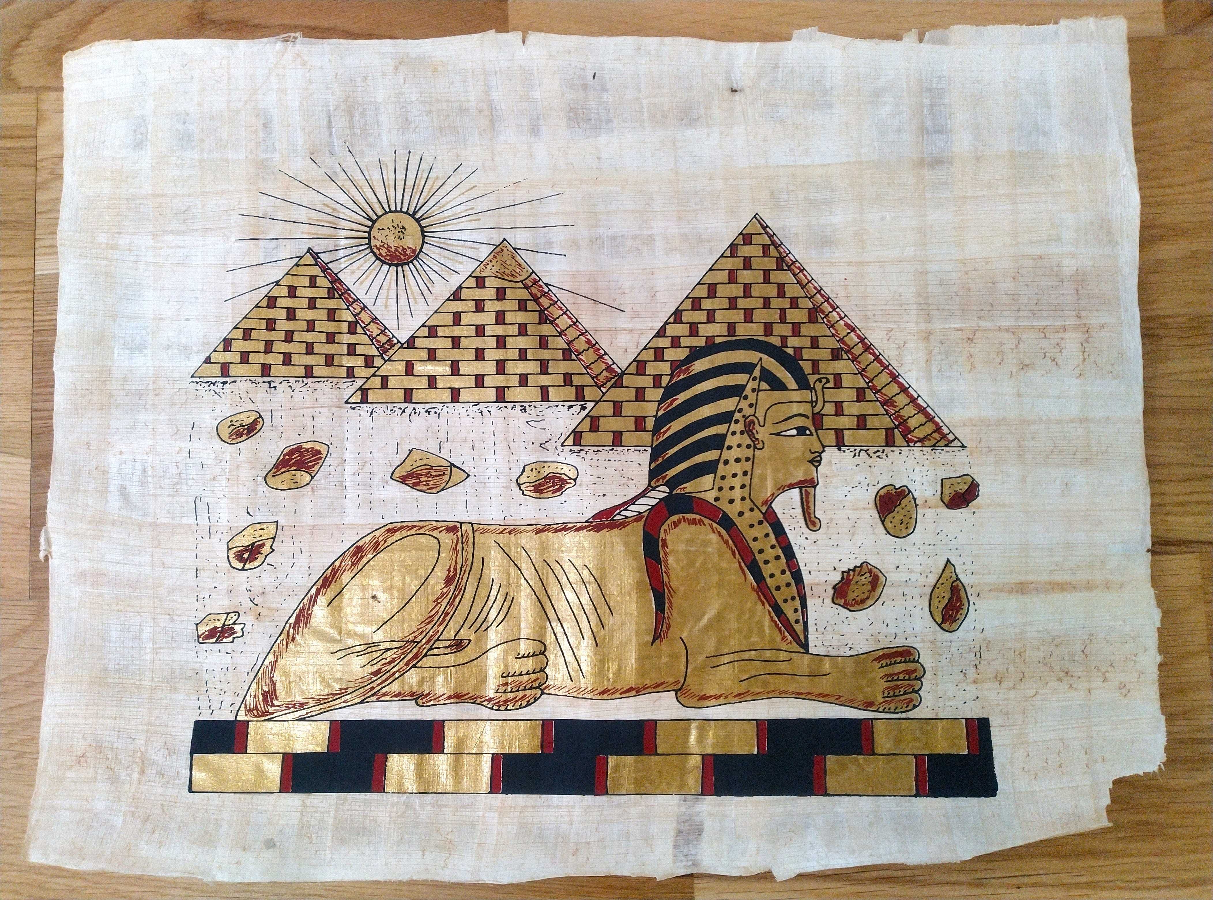 Papirus - Sfinks na papirusie, nowy, oryginalny obrazek z Egiptu