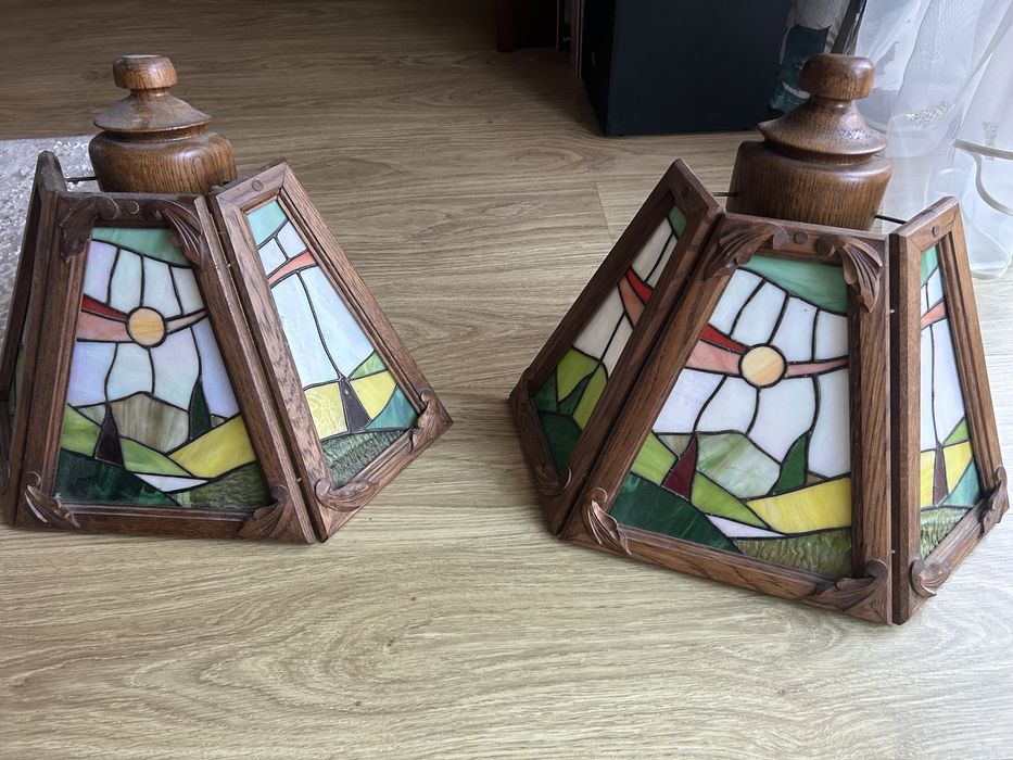 Przepiękny witraż drewno i szkło 33x45