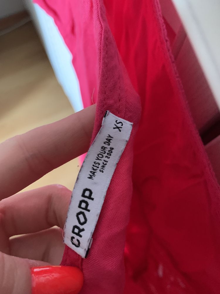 Sukienka hiszpanka na ramiączka różowa fuksjowa cropp xs krótki rękaw