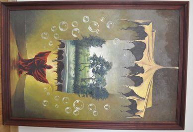 Obraz, płutno, olej (fantasy) Ryszard Rosiński 66cmx100cm