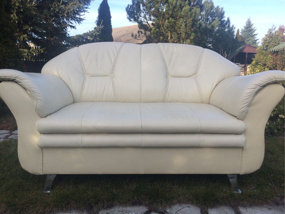 Wypoczynek skóra naturalna 3os., 2os., 1os., ecru [Kanapa sofa fotel]