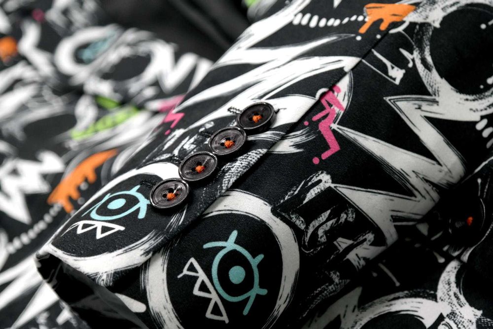 GIOVANNI PERA Marynarka męska czarna D607 kolorowa, OKO 64 4XL