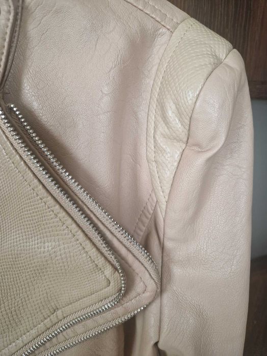 Kurtka  damska  ramoneska  beżowa  skora  ekologiczna nowa  M