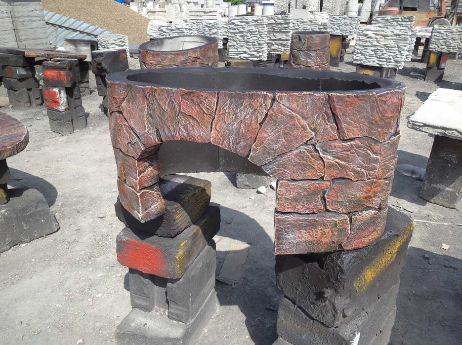 Piękny DUŻY GRILL Z WĘDZARNIA ! grill betonowy 3w1 Gw4