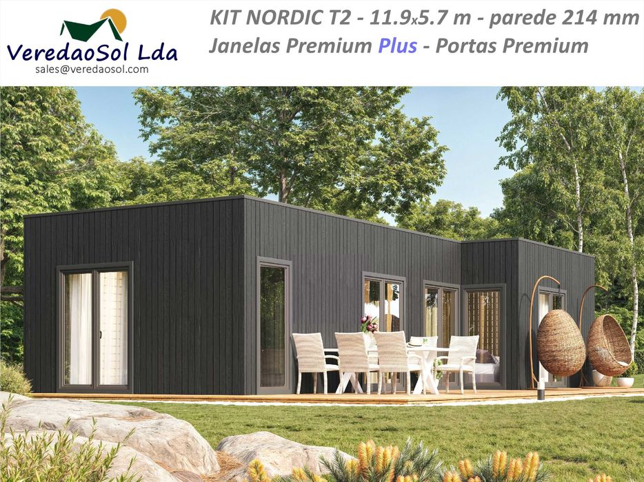 Casa Madeira NORDIC T2 50m² 214mm Segunda parede e isolamento telhado