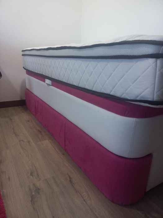 Sommier Fixo Juvenil Rosa + Colchões
