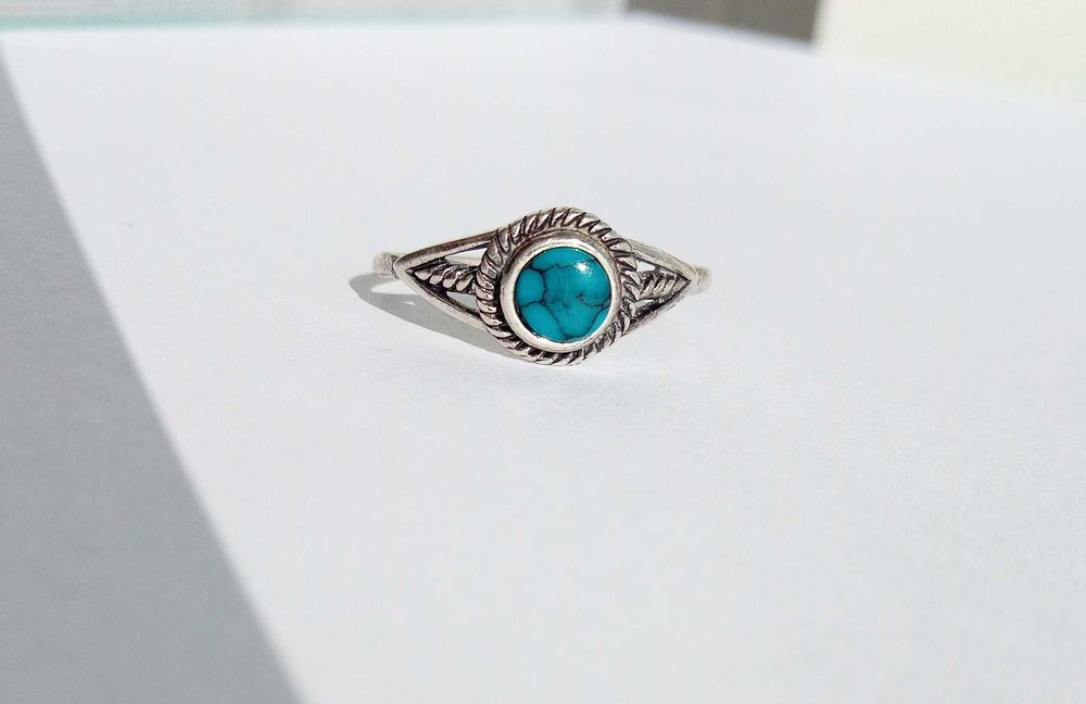 Перстень вінтажний, каблучка кольцо з бірюзою. Срібло 925 проба