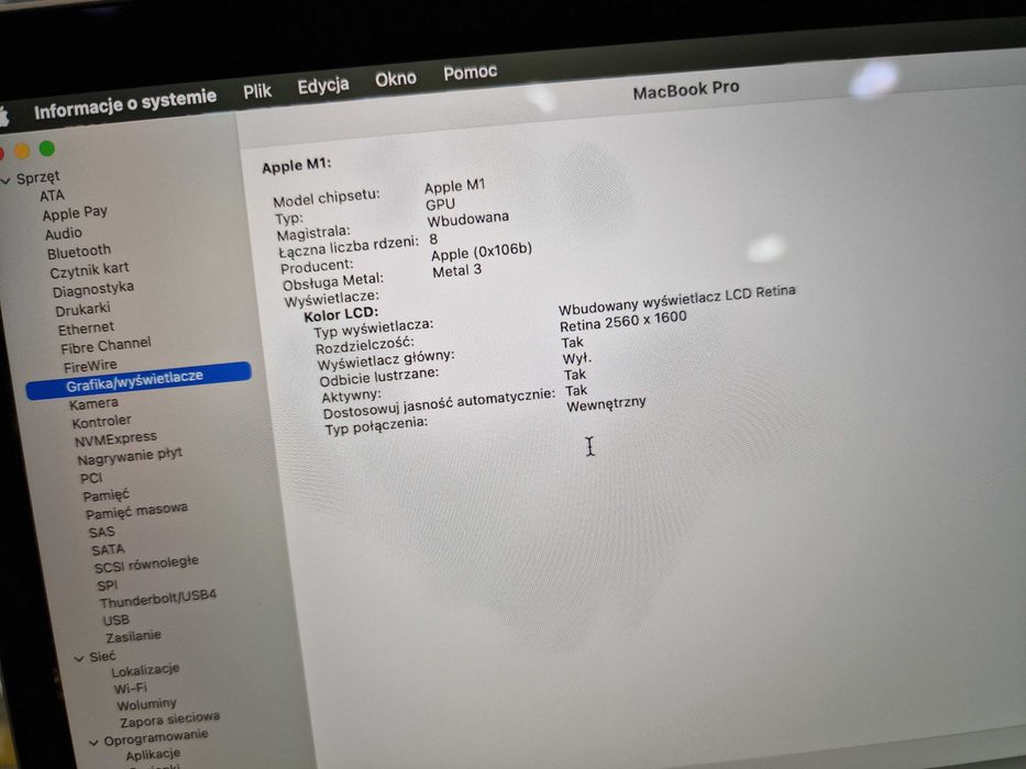 Macbook PRO 13 2020/ M1/ 8GB/ 256GB/ Space Gray/ 71 cykli/ Grade A-