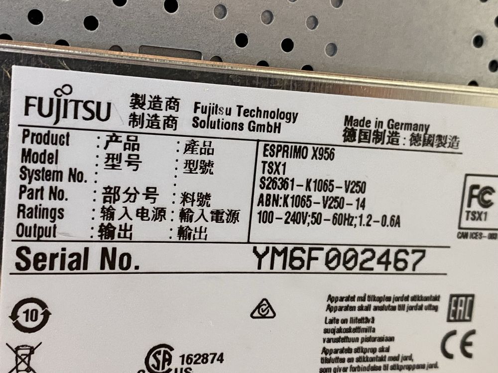 Моноблок FUJITSU ESPRIMO X956 TSX1 / i5-6500T / 8GB / 120 SSD  Full HD