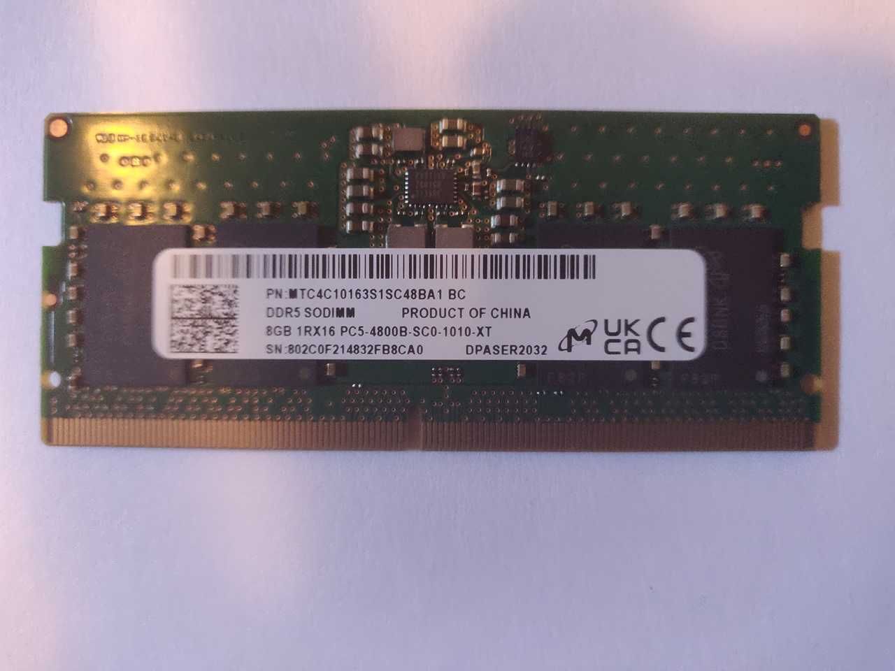 Micron 16Gb(8Gbx2) DDR5 PC5-4800 CL40 262Pin