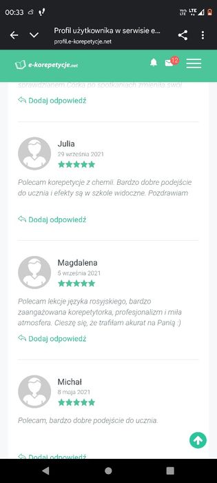 Korepetycje z nauczycielką ONLINE
