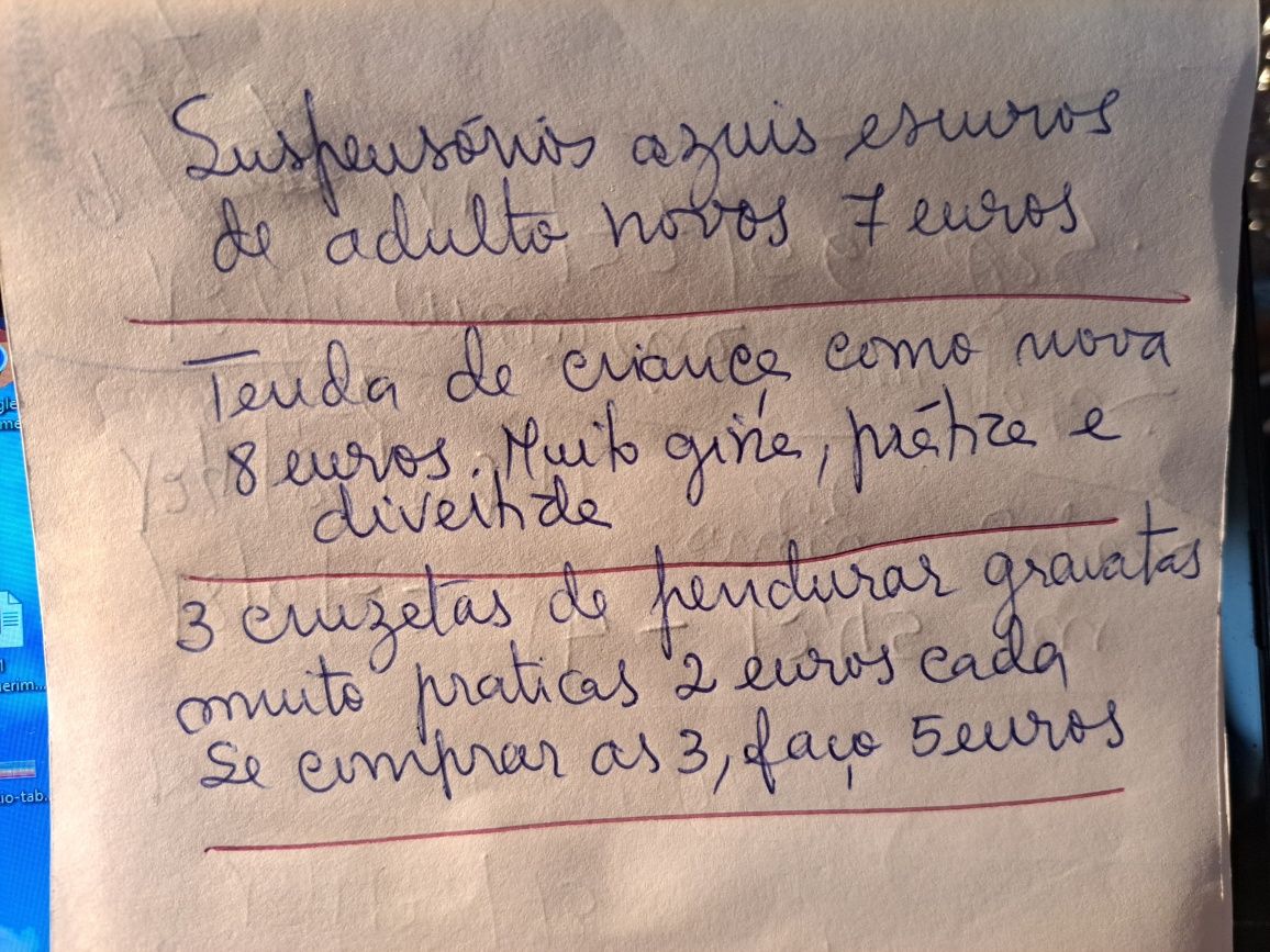 2€ Cruzeta--3 peças roupa mulher e mais 3 artigos