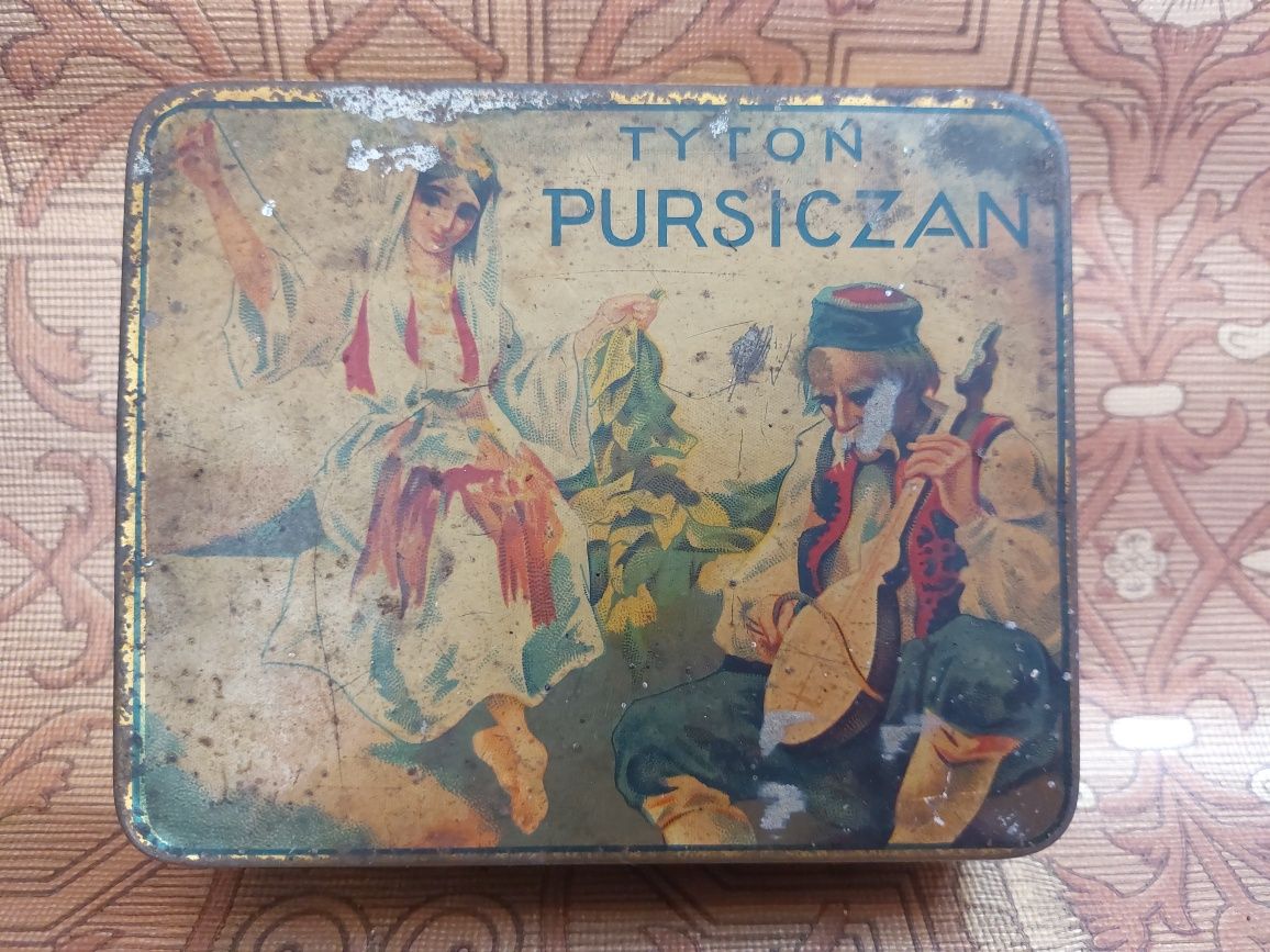 Stara przedwojenne puszka po tytoniu Pursiczan Polski Monopol Tytoniow