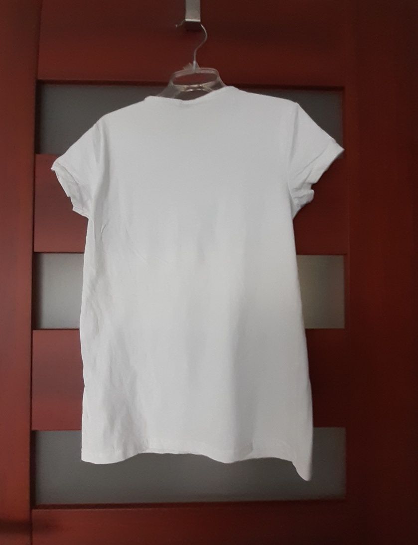 Bluzka biała koszulka bawełna krótki rękaw Decathlon 158-164 cm