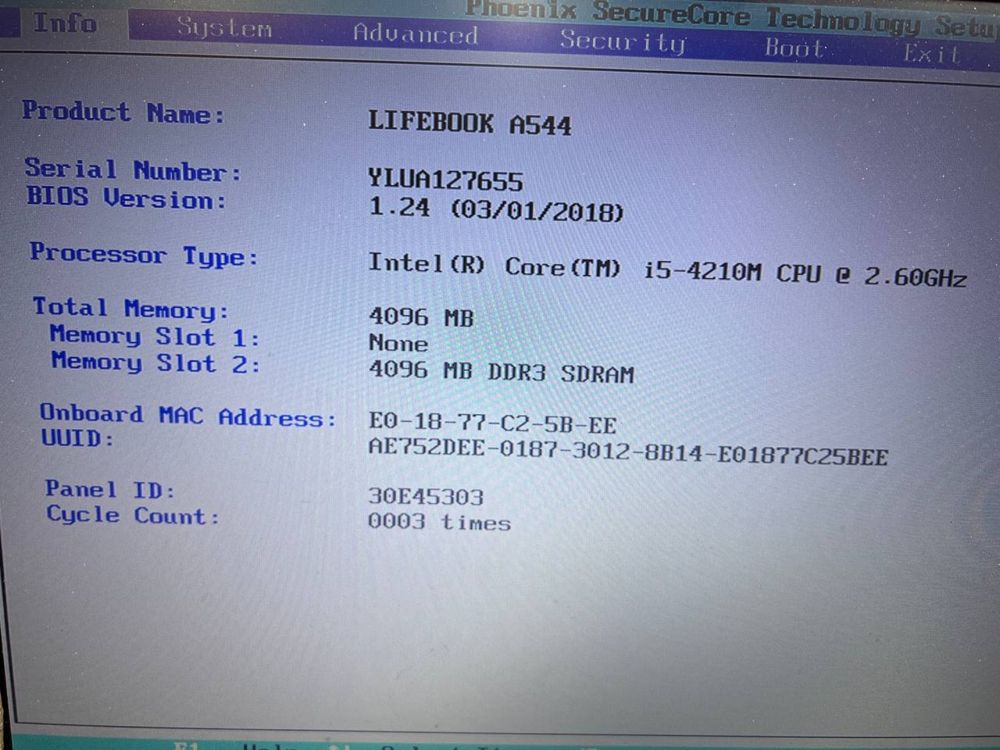 ноутбук Fujitsu LifeBook A544 15.6"/ на запчастини! N998