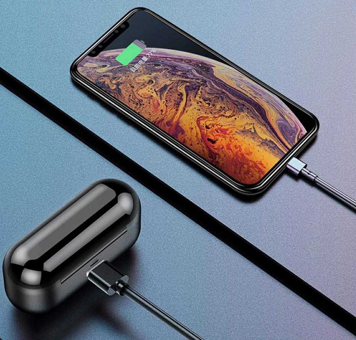 SŁUCHAWKI bezprzewodowe douszne bluetooth z etui powerbank I dotykiem