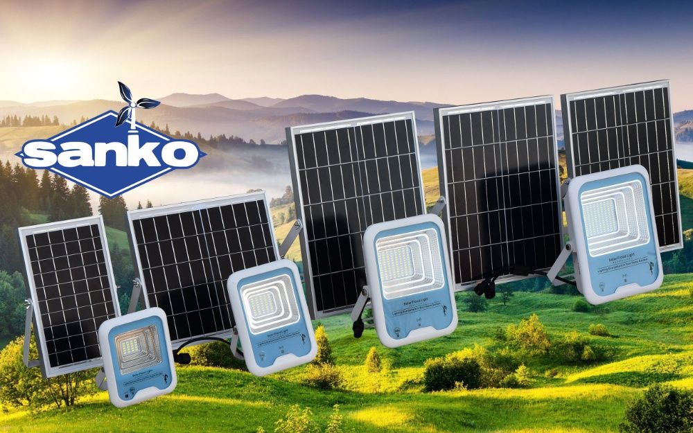 Lampa solarna SANKO LED E3 (100W) + panel słoneczny 25W czujnik ruchu