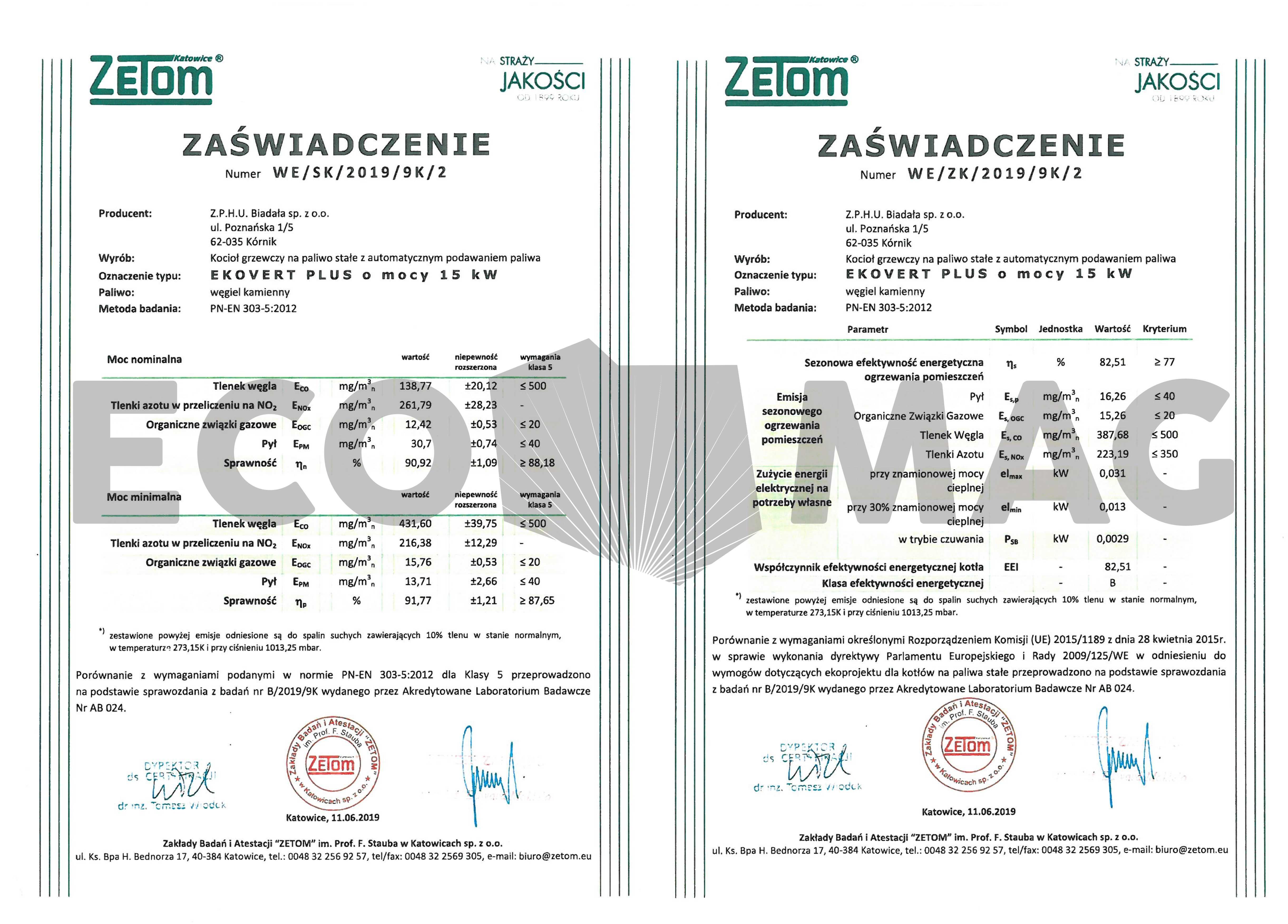 Piec, kotły - ekogroszek EKOVERT PLUS kocioł C.O. moc 15kW 5 KLASA