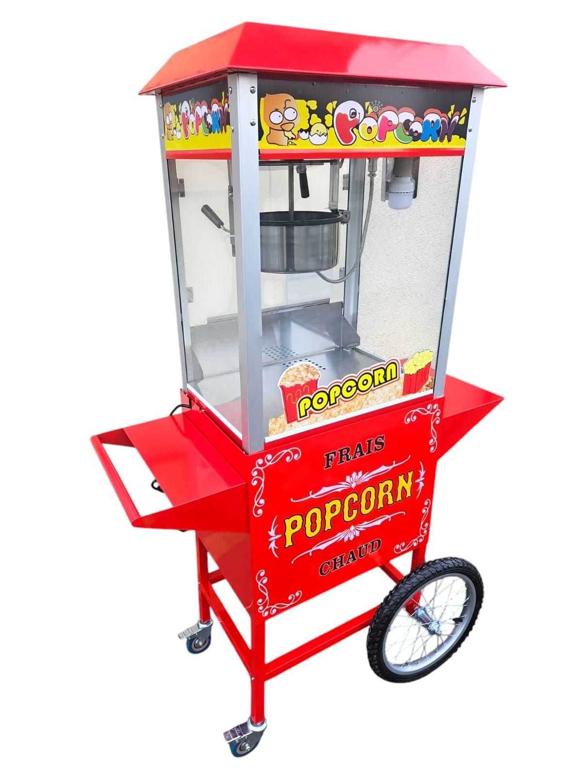 Wydajna Maszyna do popcornu 1400W + Wózek szybka wydajna porcja oświet