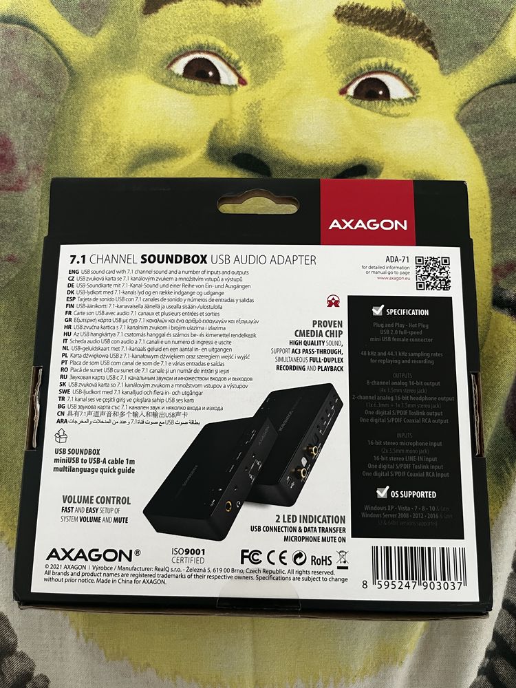Interfejs audio axagon 7.1 channel soundbox