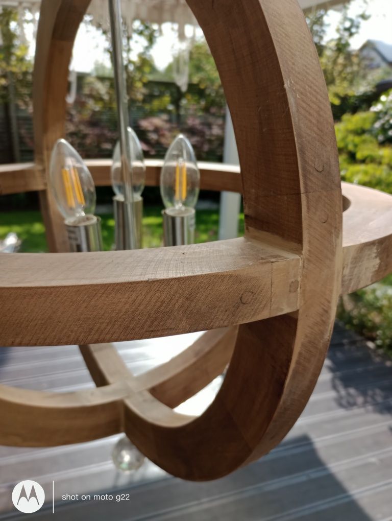 Lampa wisząca drewniany abażur