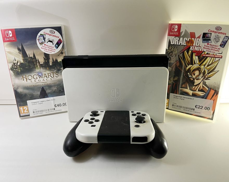 Nintendo Switch OLED (Branco) + Dock Original + 2 Jogos