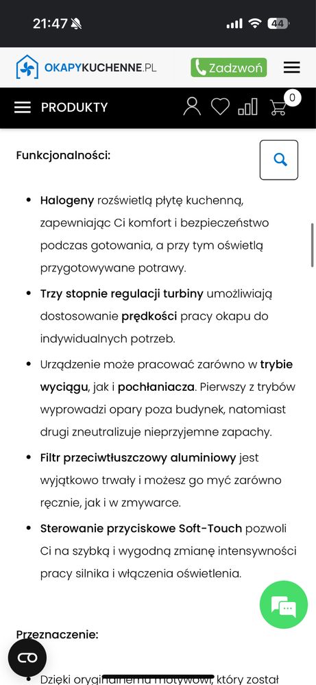 Okap kuchenny kominowy skośny przyscienny z kwiatowym wzorem