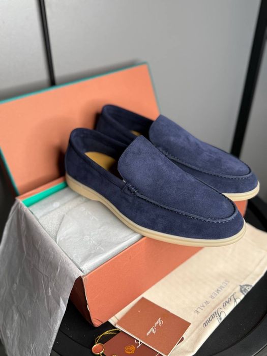 Лофери чоловічі сині loro piana lp замшеві сині туфлі кеди