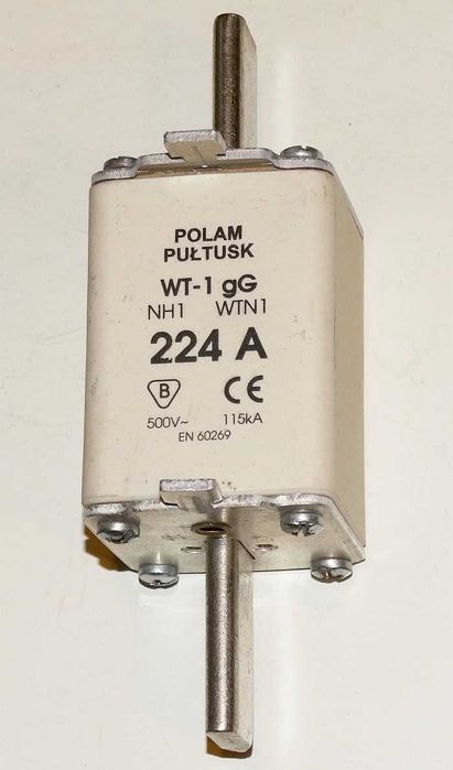 Wkładka bezpiecznikowa mocy BM, NH1 WT-1 gG 224 A 500 V POLAM PUŁTUSK