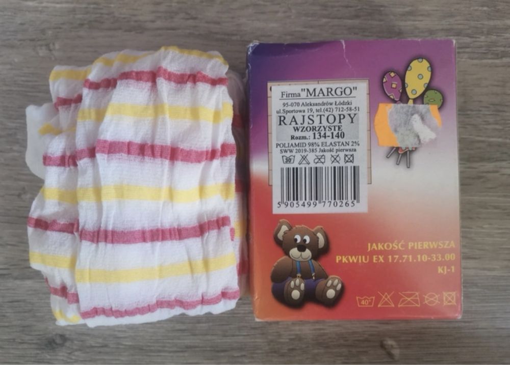 Rajstopy 134 140 paski nowe