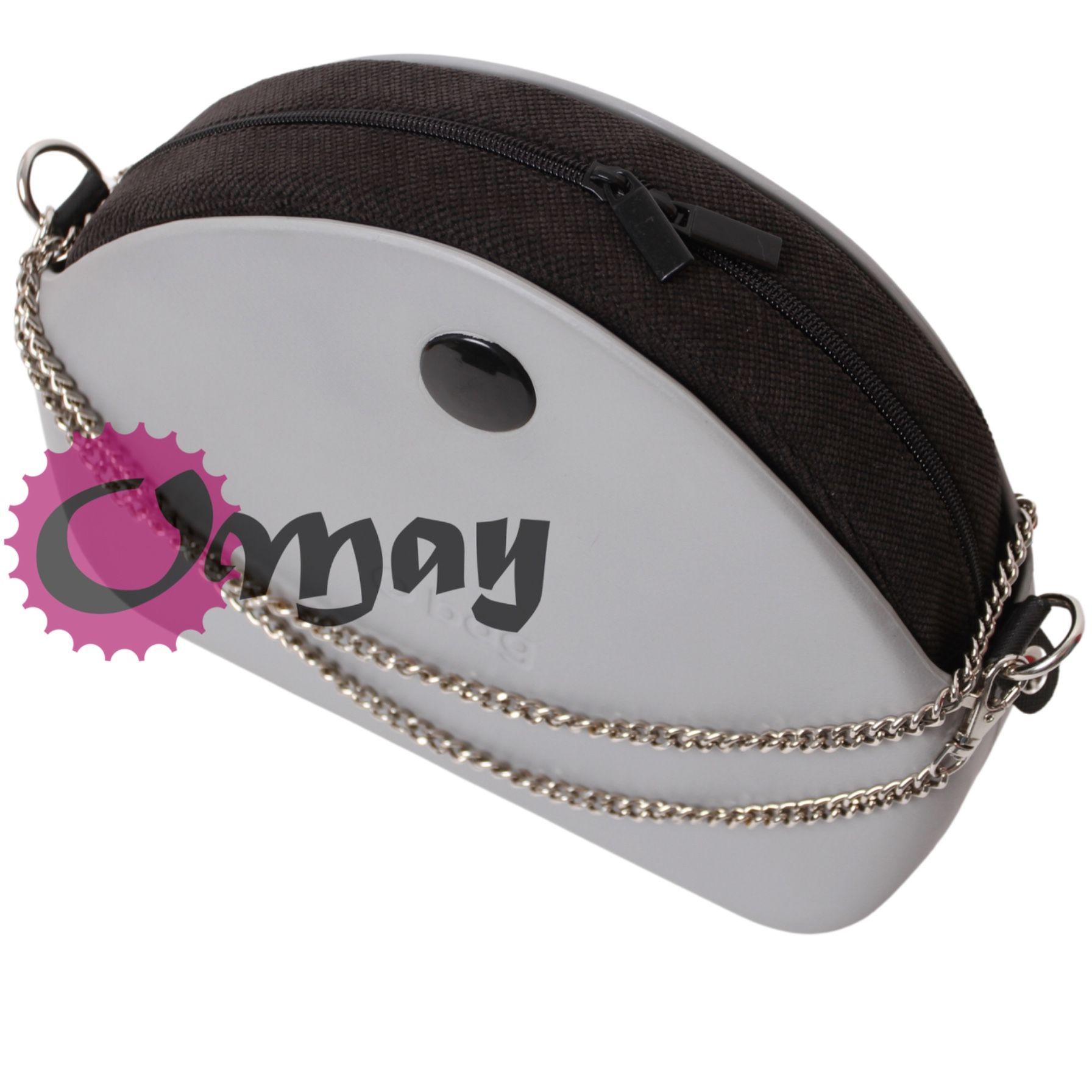 Czarny Welur organizer do OBAG MOON LIGHT struktura 2 kieszenie OMAY