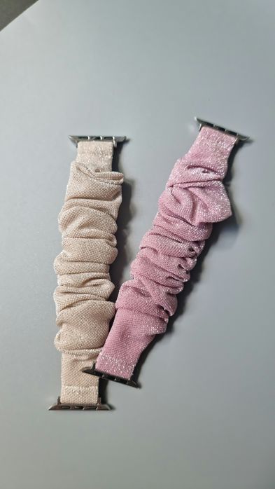 Scrunchie pasek do Apple Watch 42/44/45/49 mm - różowy / kurkuma