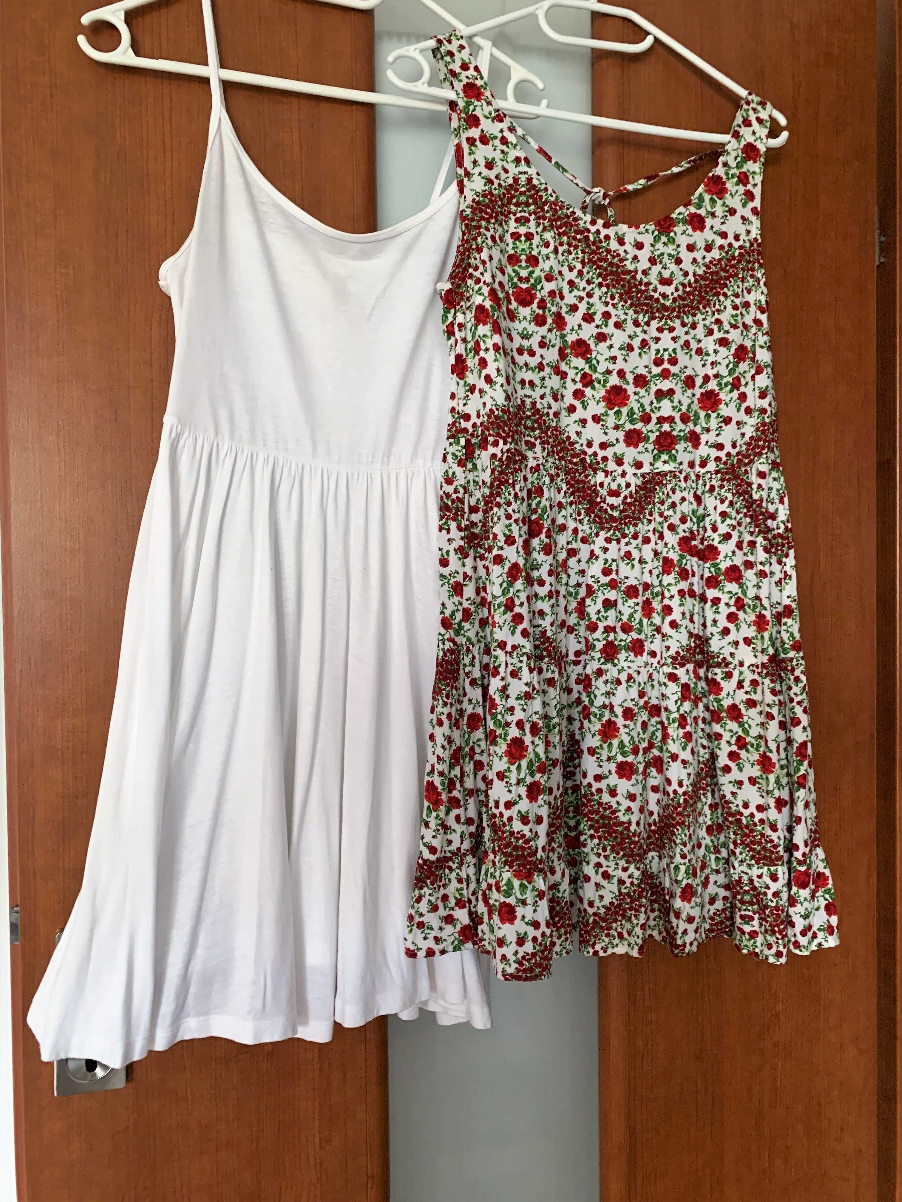 2 romantyczne sukienki letnie XS S 34 36, w kwiatki H&M zestaw